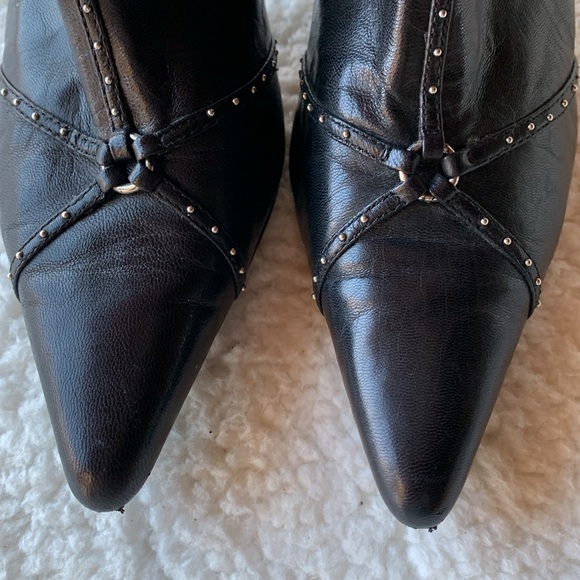 Black Leather Colin Stuart Studded Booties. - Picture 2 of 6